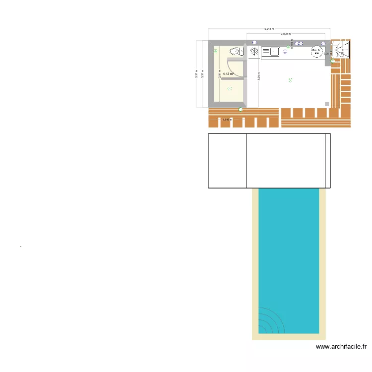 -Pool housse Romaing et Joy. Plan de 1  et 4 m²