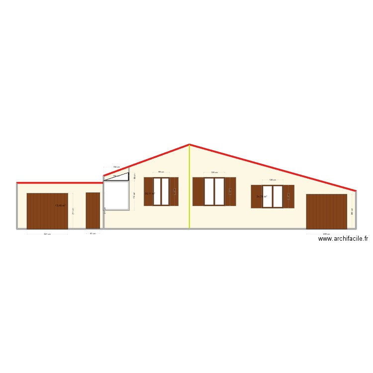 façade St Hilaire. Plan de 3 pièces et 68 m2