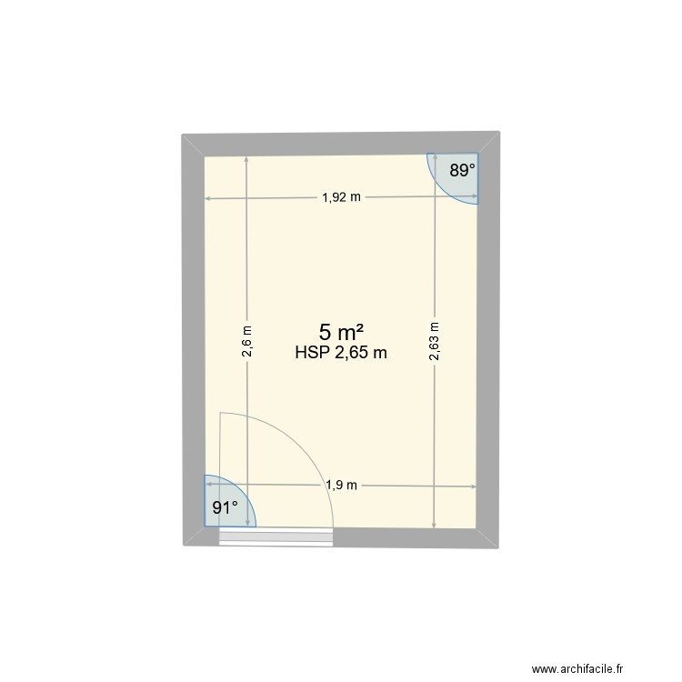 SDB 1er. Plan de 1 pièce et 5 m2