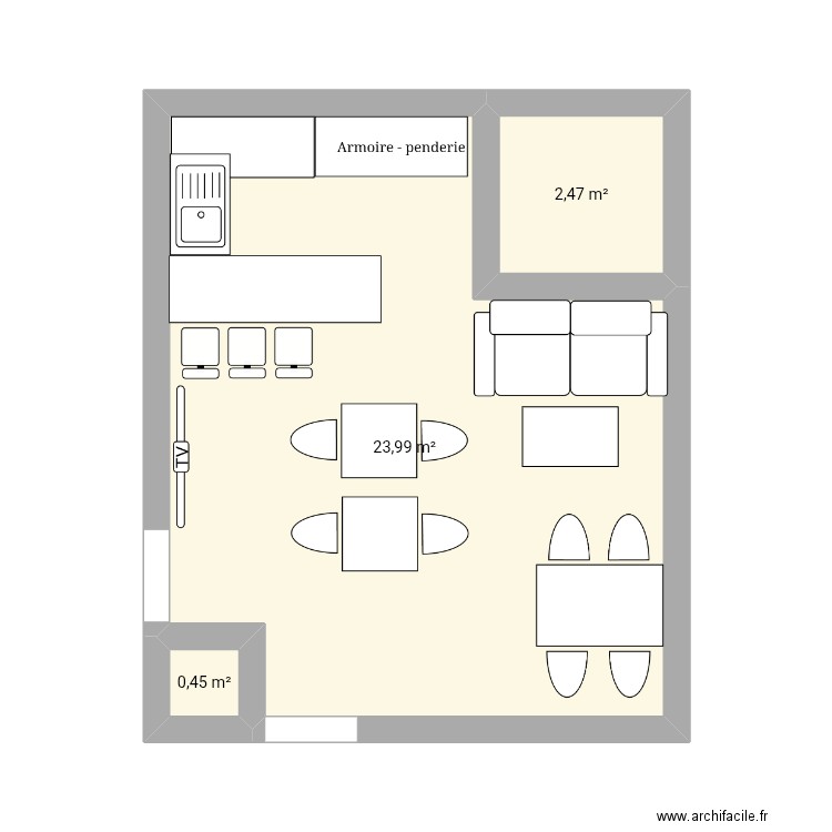 Garage. Plan de 3 pièces et 27 m2