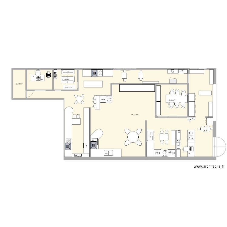 Cuisinella plan. Plan de 5 pièces et 92 m2