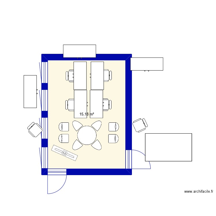 Salle Projet. Plan de 1 pièce et 15 m2