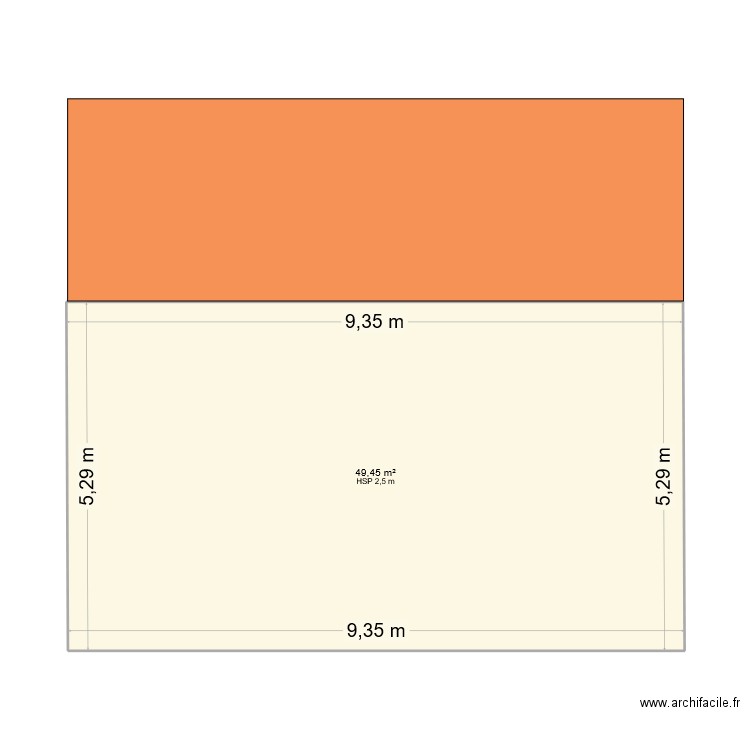 test. Plan de 1 pièce et 49 m2