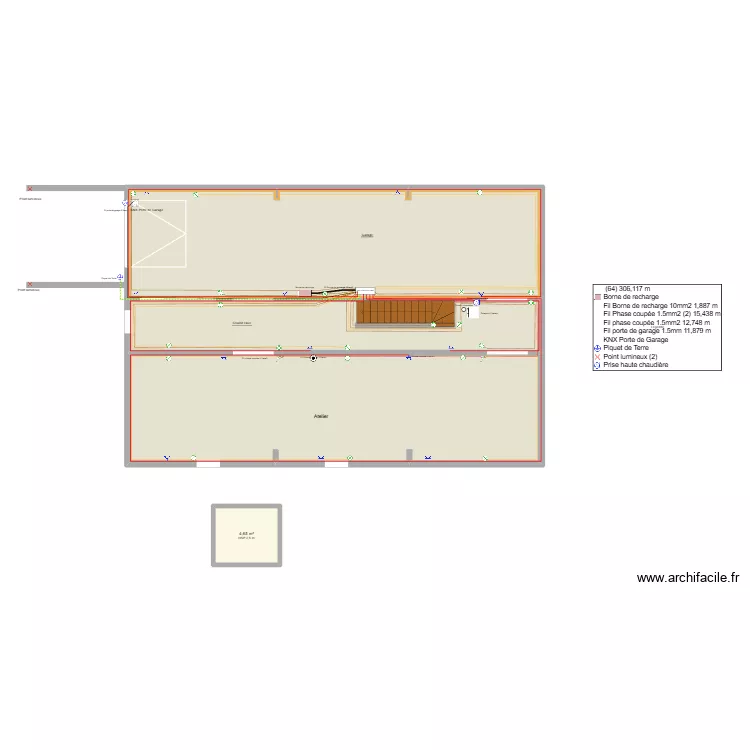 plan &eacute;l&eacute;ctricit&eacute; Eclairages et prise Sous-sol Beaufort  d'ArchiFacile. Plan de 