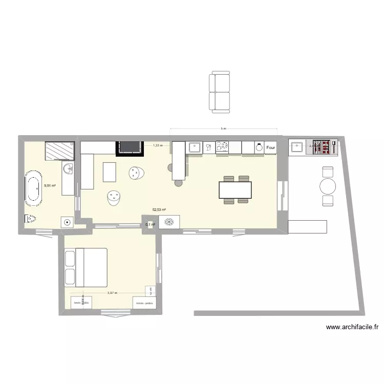 BARAQUETTE 3 SETE 1. Plan de 3 Pièces et 63 m² BARAQUETTE 3 SETE 1. Plan de 3 Pièces et 63 m²