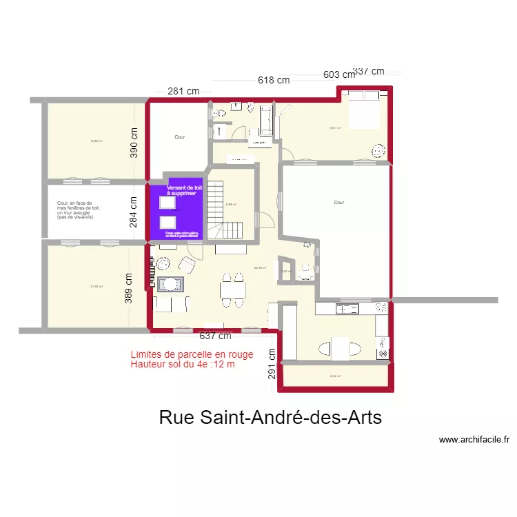Plan de masse, situation existante. Plan de 