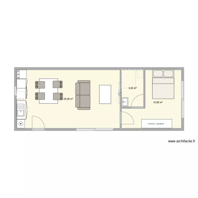 PLAN ST EVARZEC COUPE 3. Plan de 3 Pièces et 40 m²