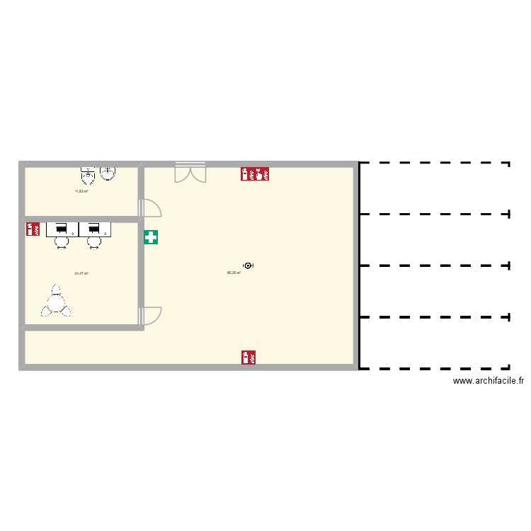 Planta baja. Plan de 3 pièces et 132 m2