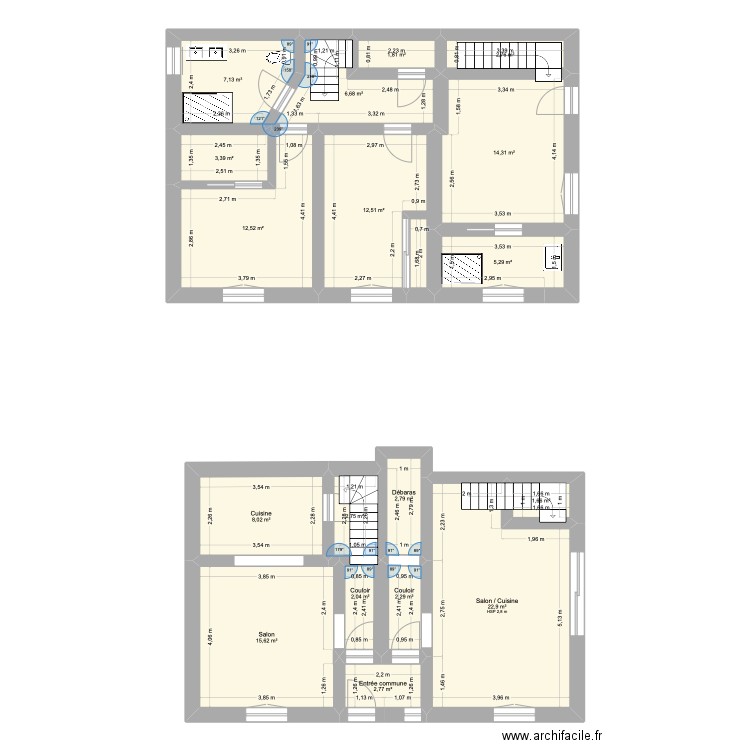 Montans. Plan de 18 pièces et 127 m2