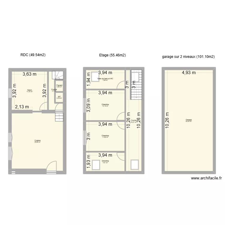 Maison a renover. Plan de 12  et 156 m²