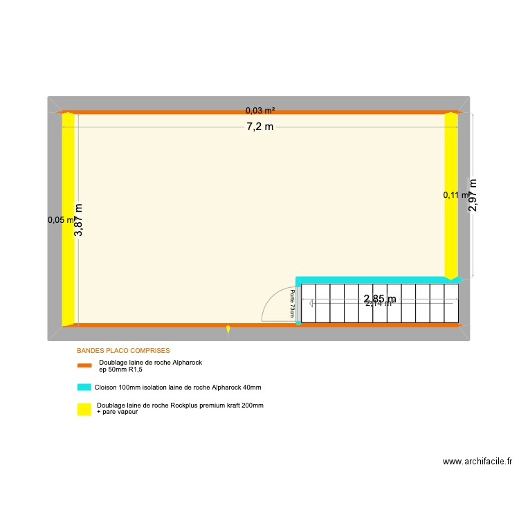 COMBLES CARNOT PLACO. Plan de 5 pièces et 26 m2