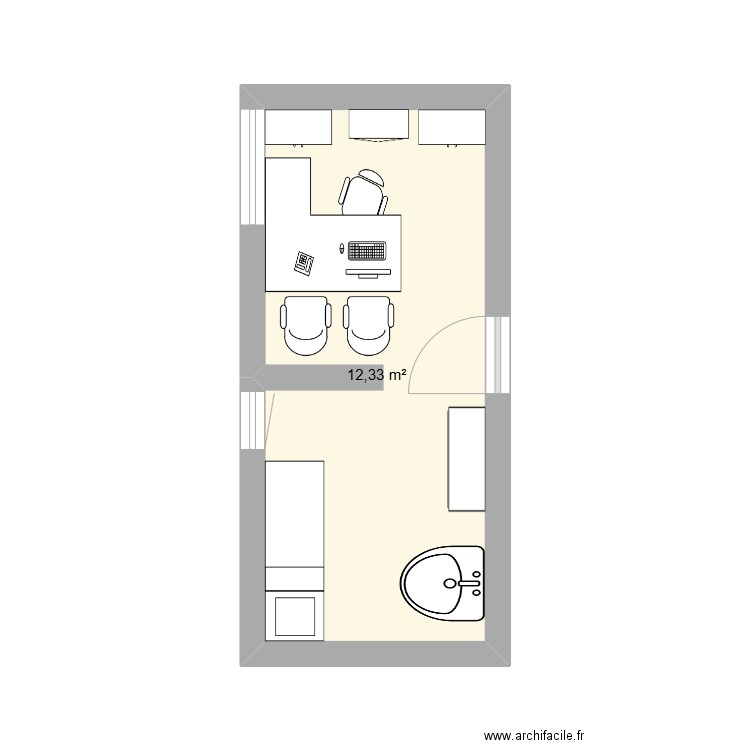 bureau medical. Plan de 1 pièce et 12 m2