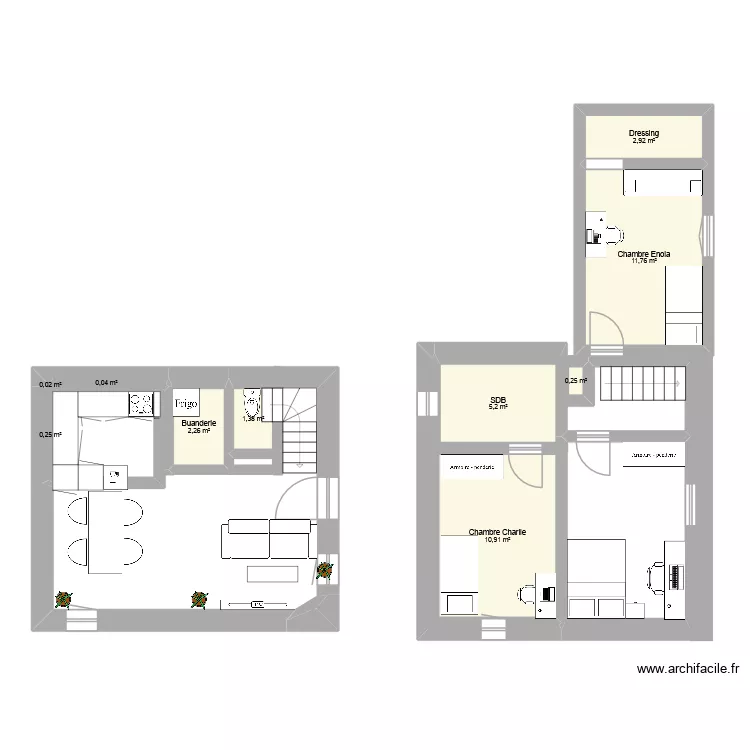 Sainte Croix du Mont. Plan de 11  et 35 m²
