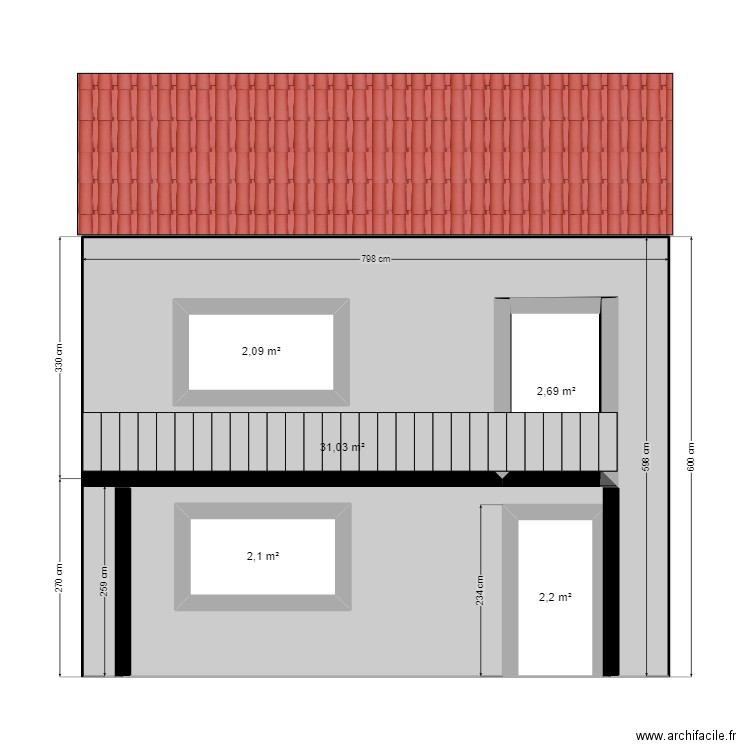 DANILOVIC FACADE ARRIERE PROJET 9. Plan de 5 pièces et 47 m2