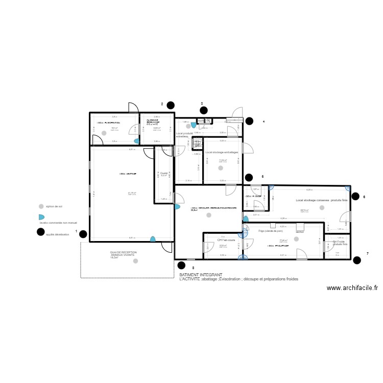 Atelier abattage St-pompon. Plan de 12 pièces et 149 m2