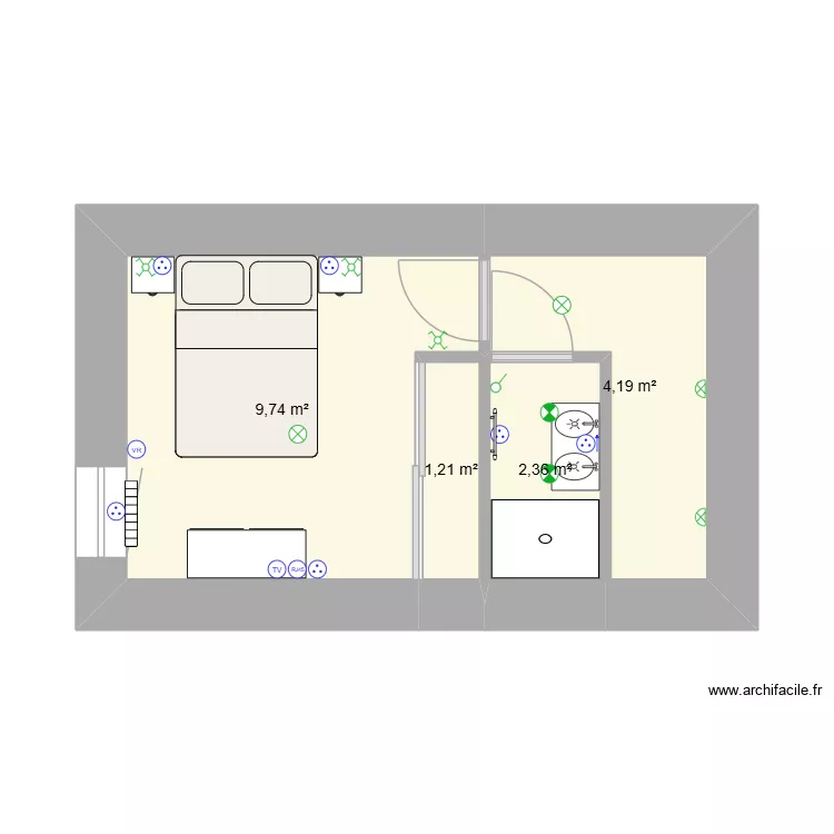 Mi&egrave;lerie &eacute;tage. Plan de 4  et 18 m²