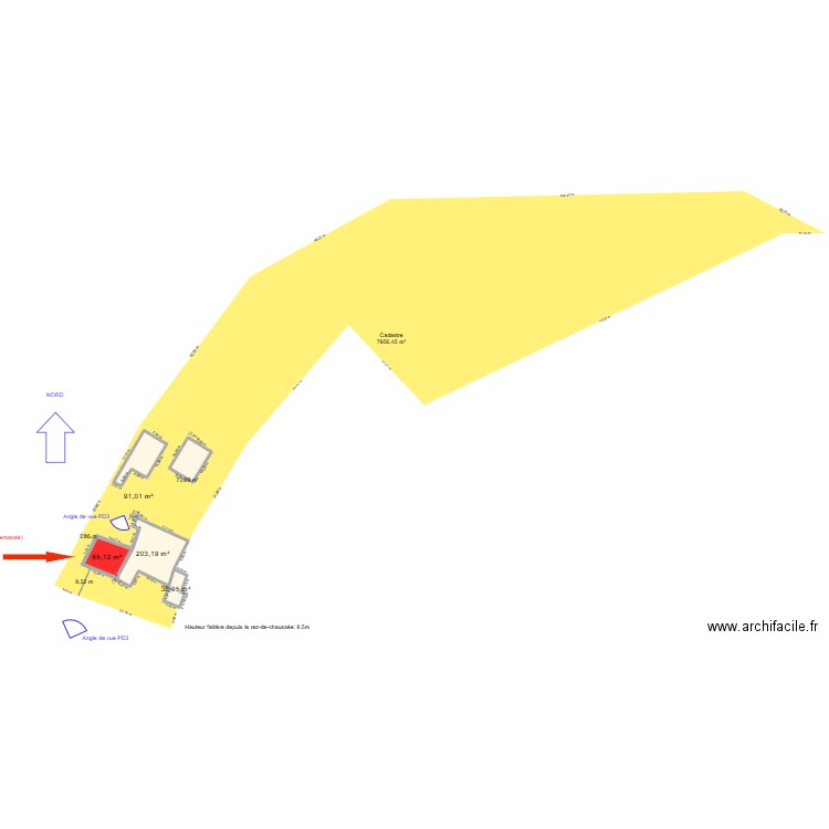 PD2 Permis 2. Plan de 5 pièces et 490 m2