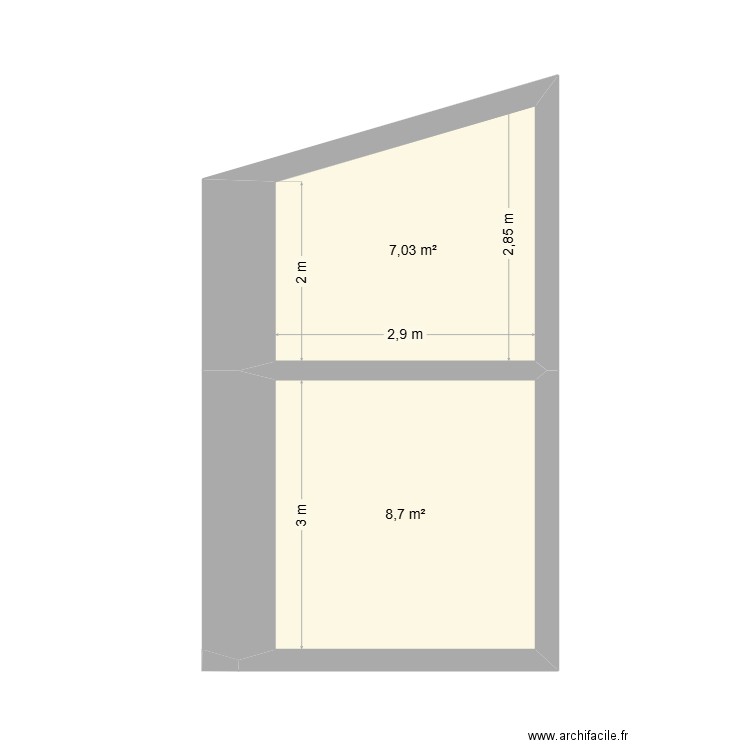 Plan de coupe. Plan de 2 pièces et 16 m2