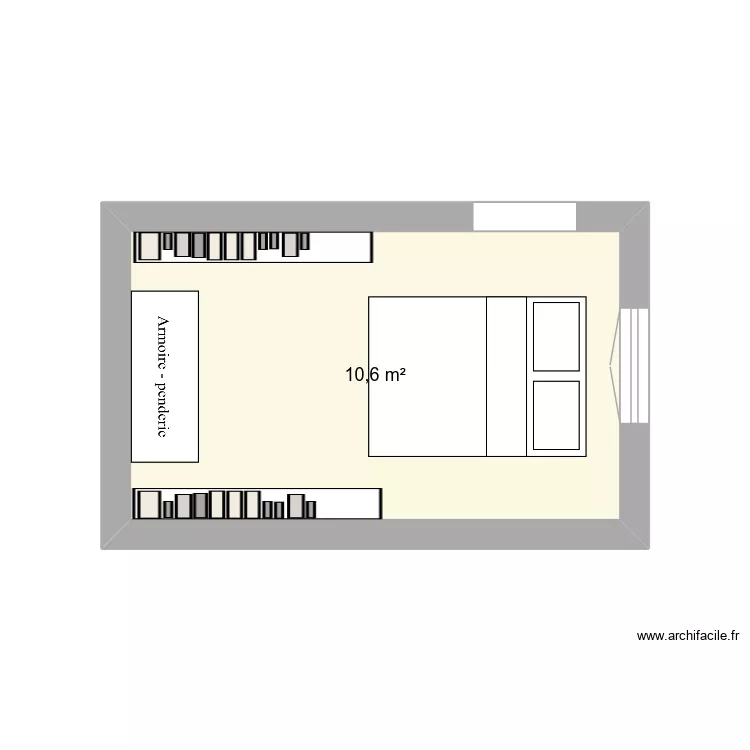 Chambre de Jeanne. Plan de 1  et 11 m²