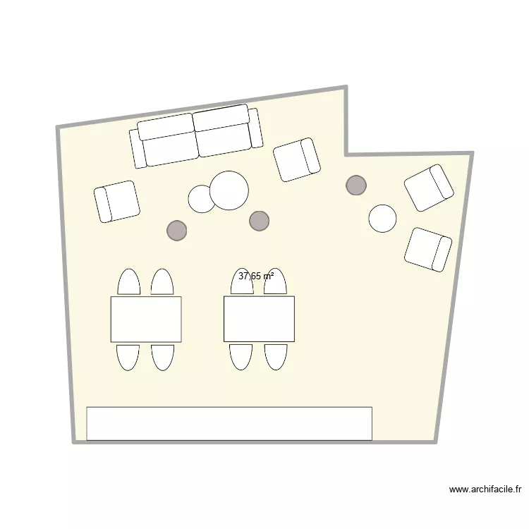 cit&eacute; admin etage 8. Plan de 1 pièce et 38 m²