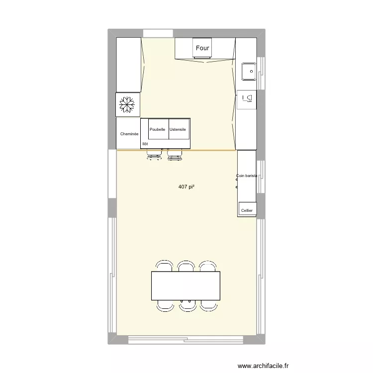 Cuisine plan 4. Plan de 1  et 38 m²