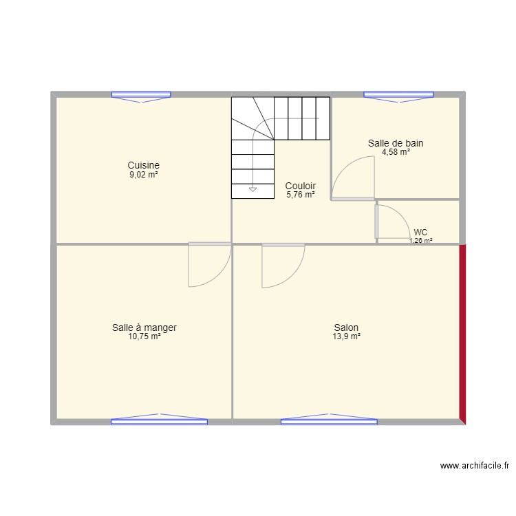 Appartement 5. Plan de 12 pièces et 90 m2