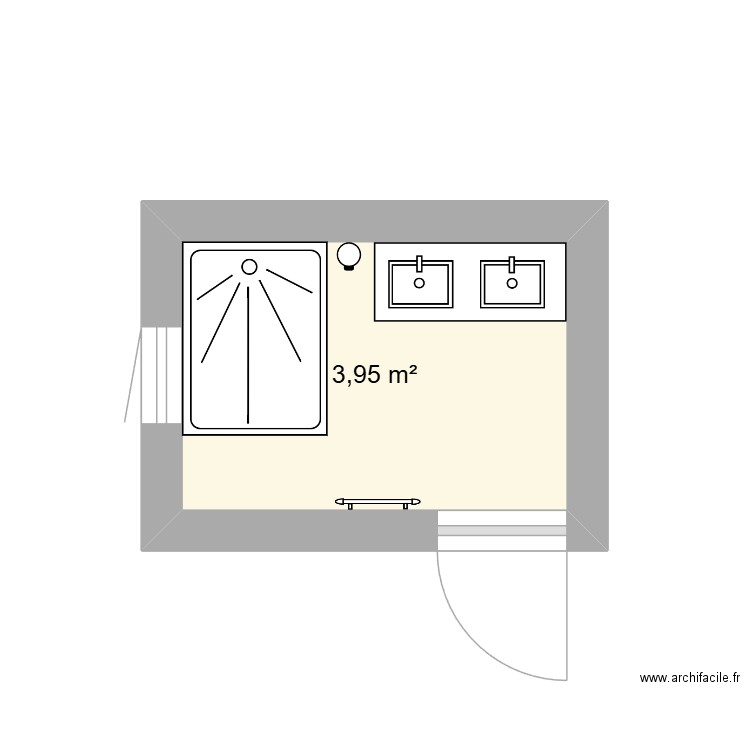 Salle de bain Palibe. Plan de 1 pièce et 4 m2