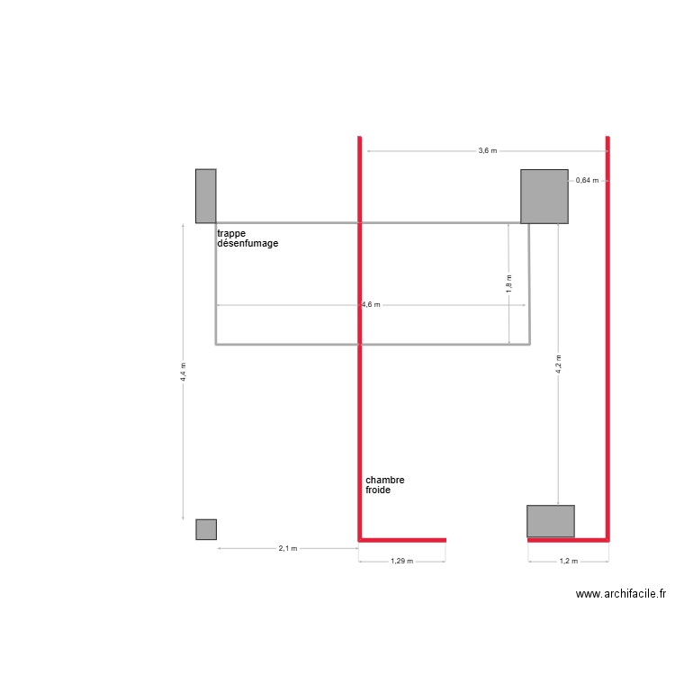 Fontcouverte désemfumage. Plan de 2 pièces et 8 m2