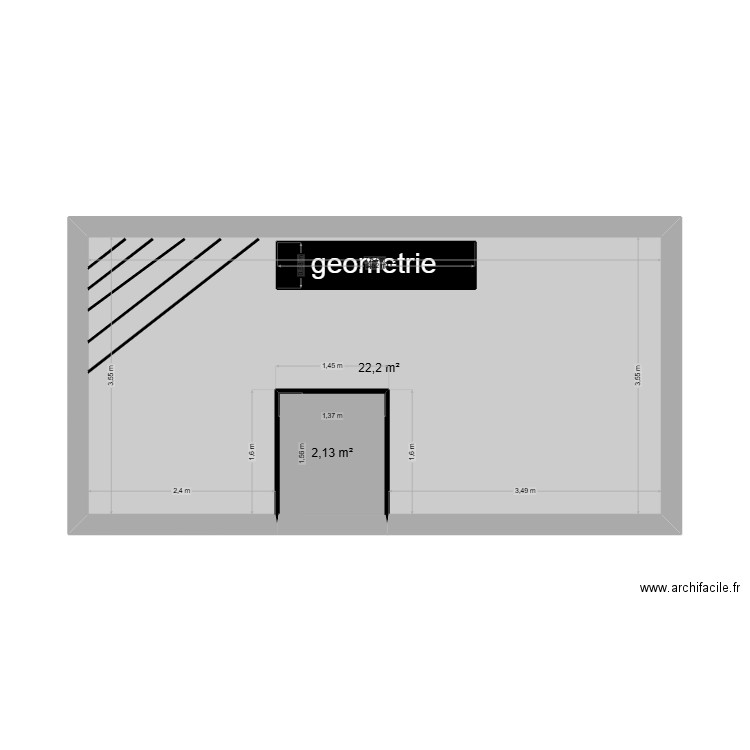 MUR FOND ATELIER 1. Plan de 3 pièces et 27 m2