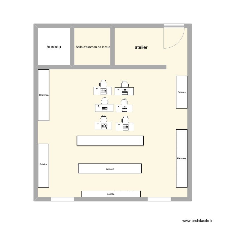 magasin d'optique 2. Plan de 3 pièces et 37 m2
