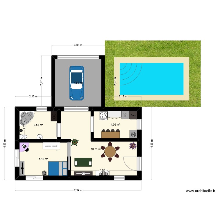 plan. Plan de 5 pièces et 31 m2