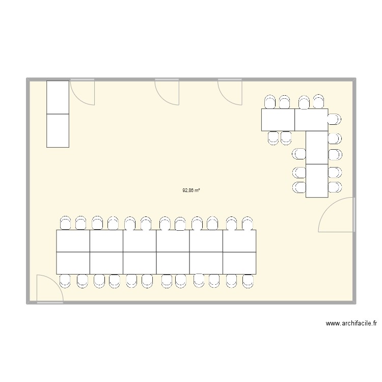 salle.1. Plan de 1 pièce et 93 m2