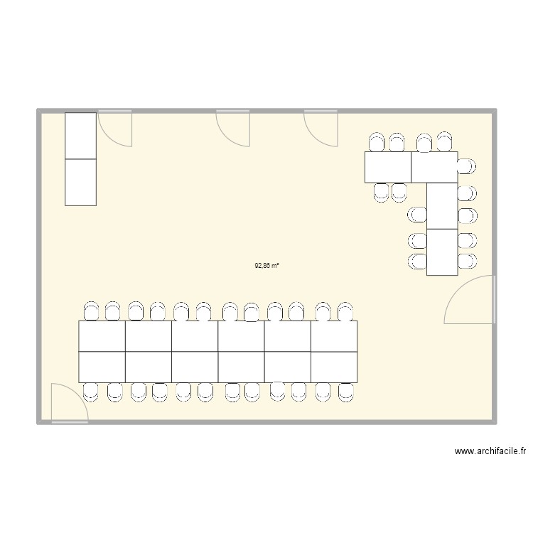 salle.1. Plan de 1 pièce et 93 m2