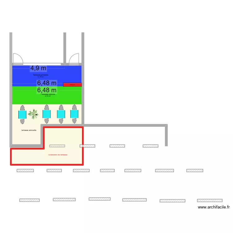 EXTENSION DE TERRASSE. Plan de 4 et 56 m² EXTENSION DE TERRASSE. Plan de 4 et 56 m²