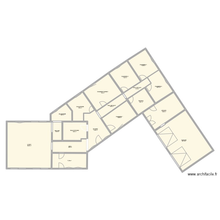 maison elect. Plan de 18 pièces et 245 m2