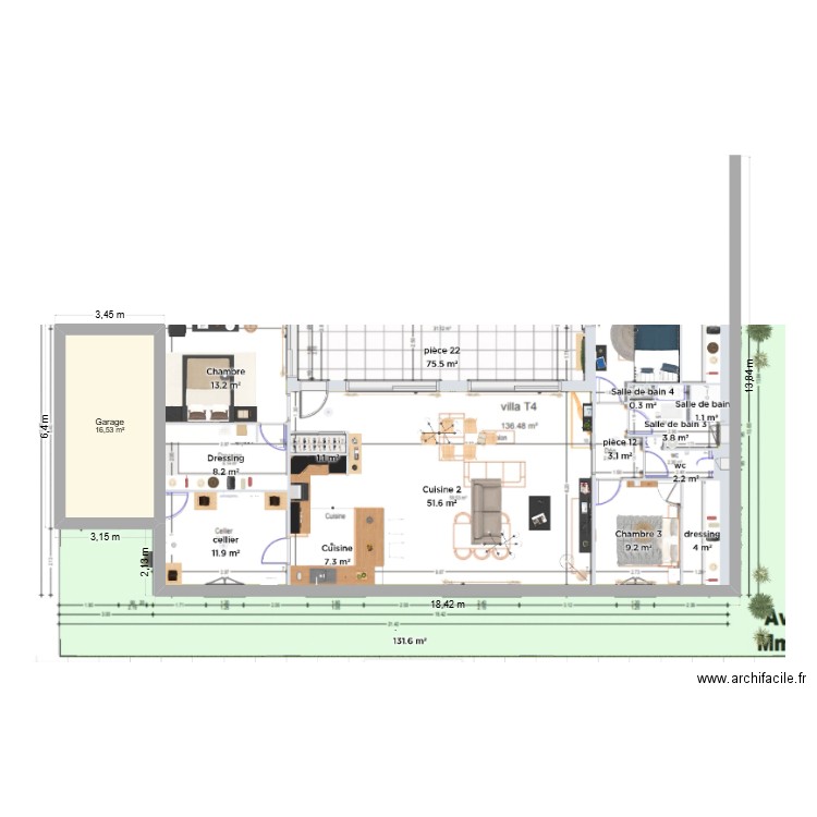 Plan2. Plan de 1 pièce et 17 m2