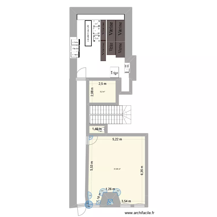 Local ARBRE. Plan de 3  et 38 m²