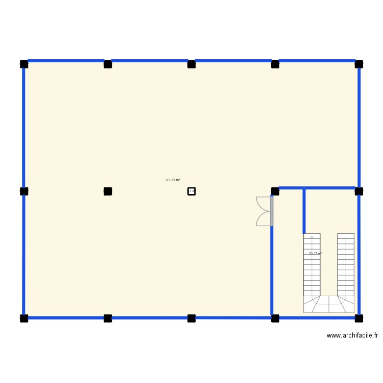 37 pilier. Plan de 17 pièces et 199 m2