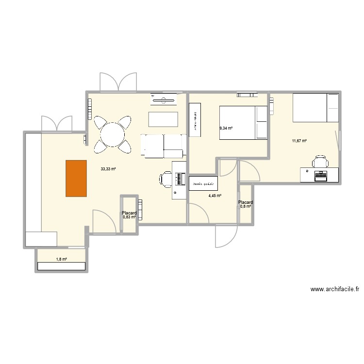 plan chalon2. Plan de 7 pièces et 62 m2