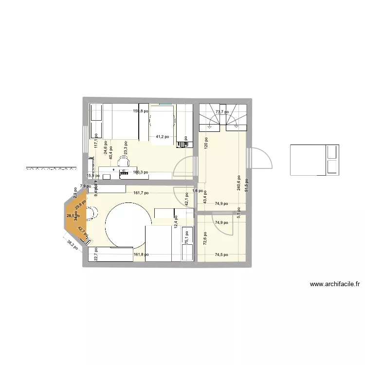 oxford etage Leonie. Plan de 3  et 37 m²