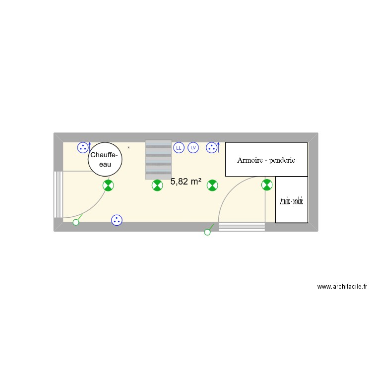 BUANDERIE. Plan de 1 pièce et 6 m2