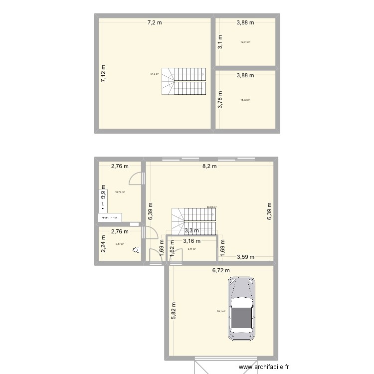 Maison. Plan de 8 pièces et 186 m2