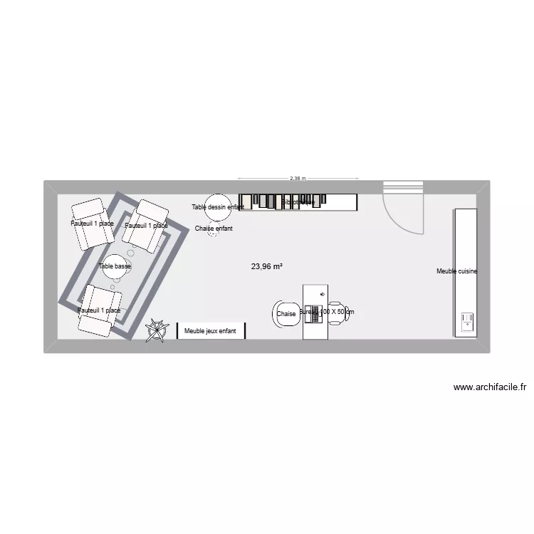 Cabinet psychologie. Plan de 1  et 24 m²