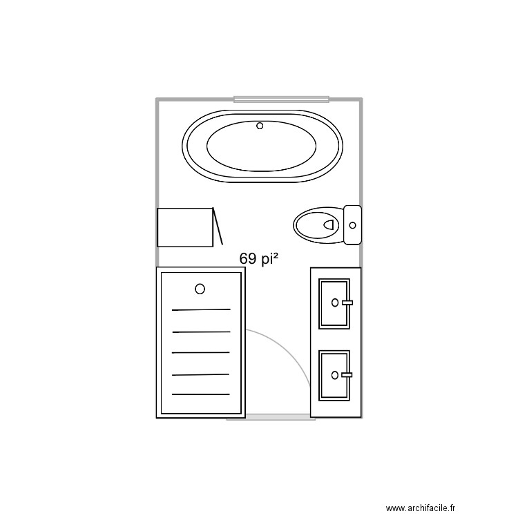 Salle bains 21. Plan de 1 pièce et 6 m2