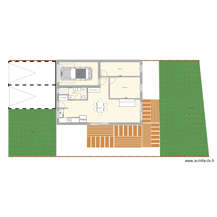 3 eme test avec garage. Plan de 5 pièces et 76 m2