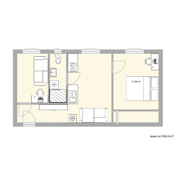 Plan M DU. Plan de 6 pièces et 41 m2