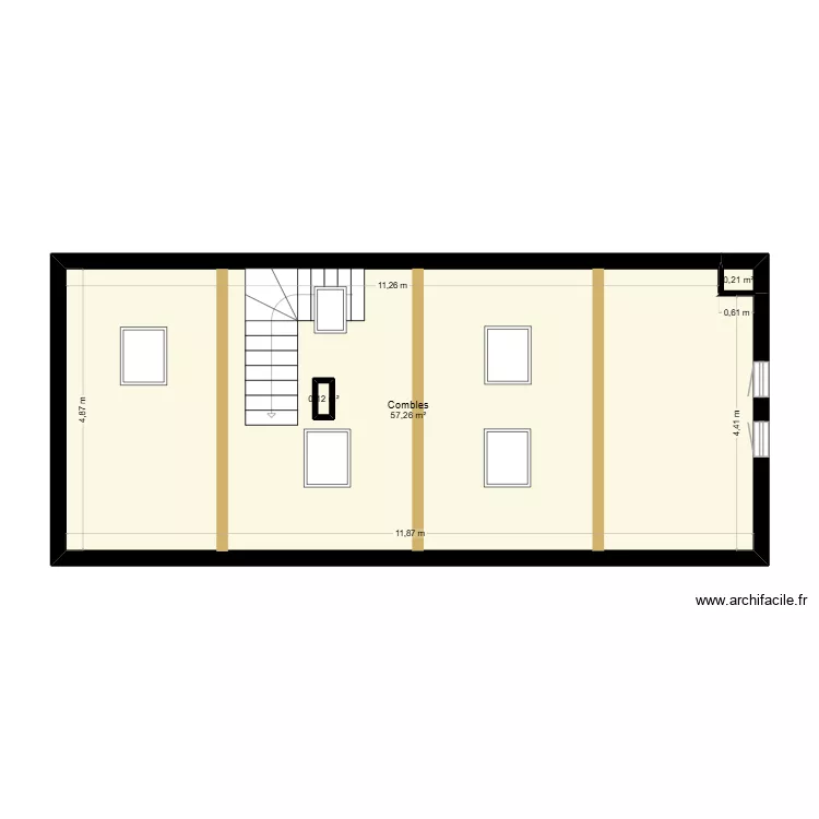 Projet Cordel - C&eacute;tier - Existant. Plan de 3  et 58 m²
