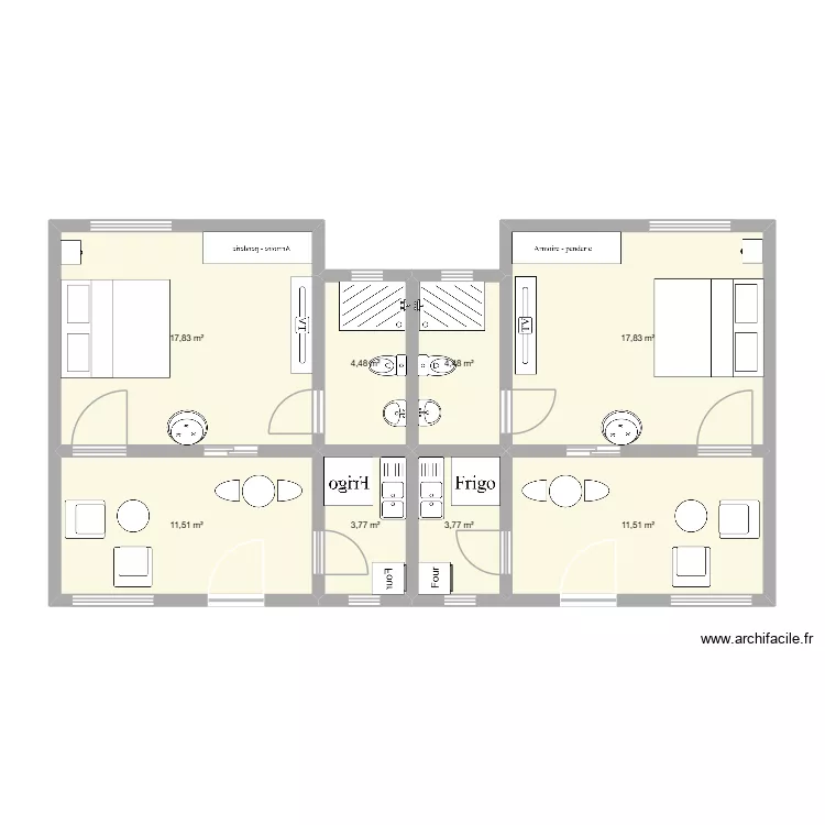 Studios Yapo V2. Plan de 8  et 75 m²