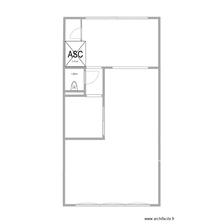 MJ 1er ( uniquement les murs). Plan de 1 pièce et 1 m2