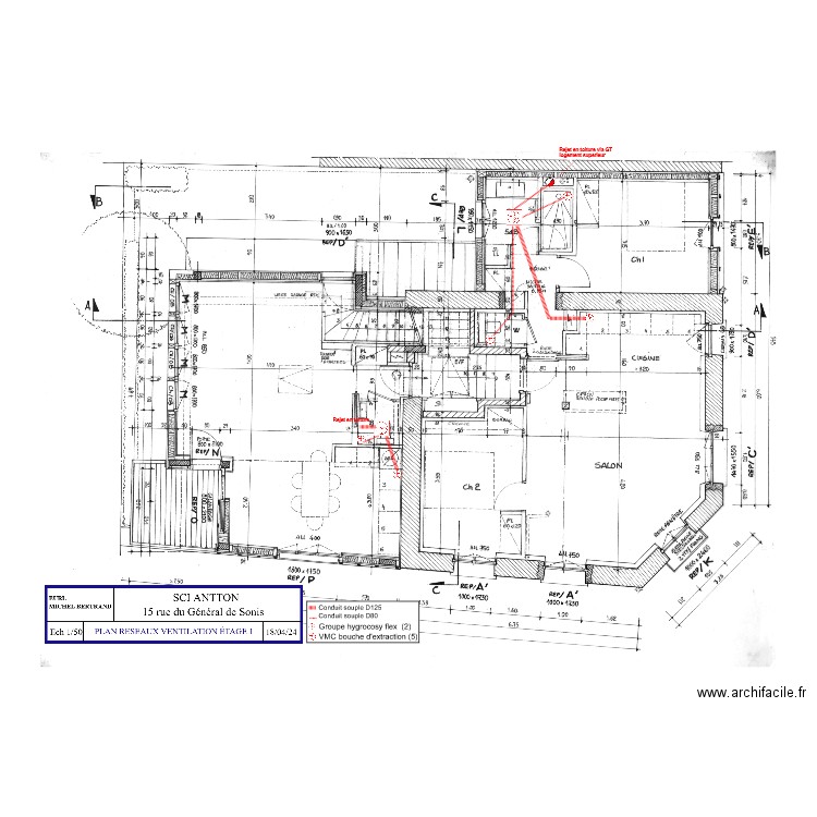 PLAN VMC ETAGE 1 ind B . Plan de 0 pièce et 0 m2